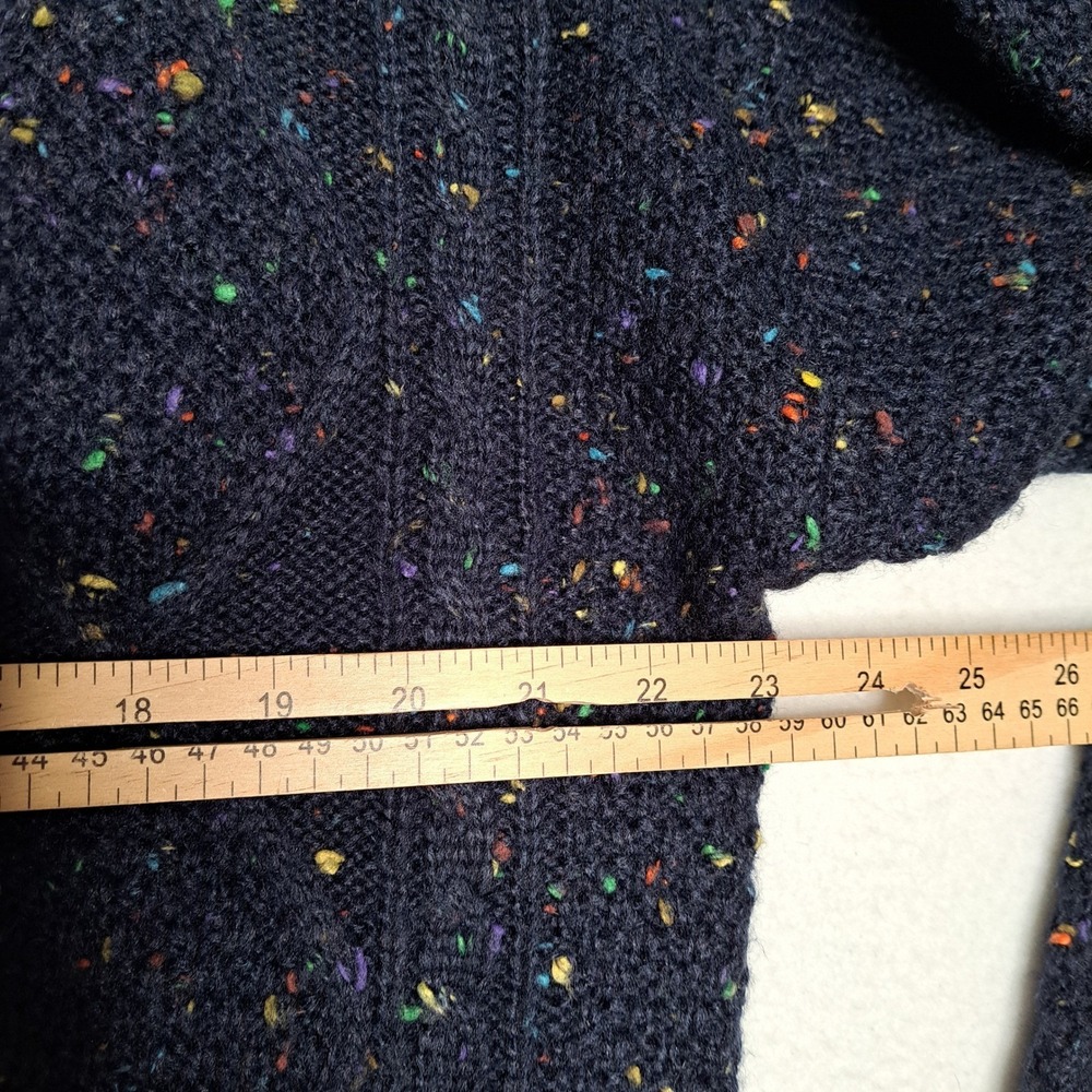 John + Jenn Sweater S Navy Rainbow Confetti Cable Knit Tie Open Back Grommet 914 - Picture 11 of 12